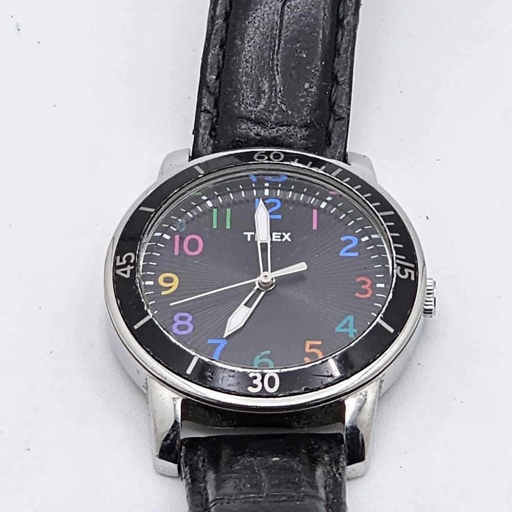 Timex Women SR626SW Rainbow Numbered Bezel Leather Quartz 32mm Watch